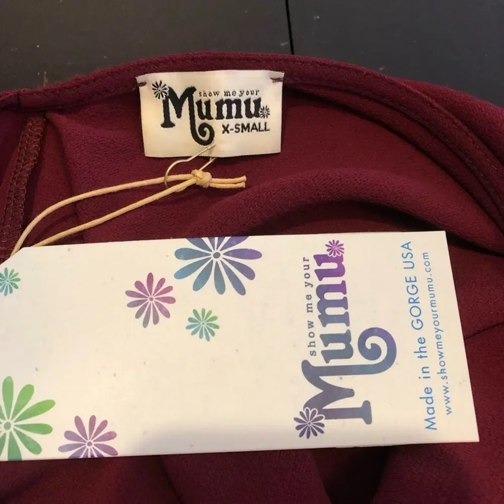 Show Me Your Mumu Friday Chocker burgundy pebble dress size Extra Small XS NWT